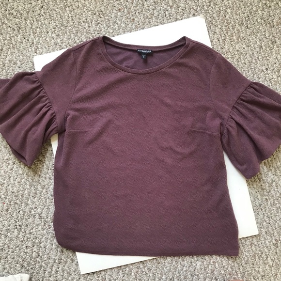 Express Puff Sleeve Cropped Textured Top - Picture 2 of 4